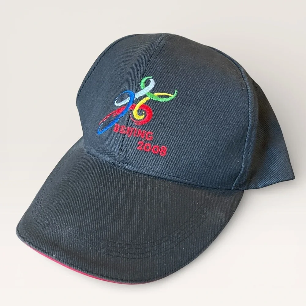 Beijing 2008 Olympics Games Hat Black OSFM Strapback Baseball Cap Souvenir Sport